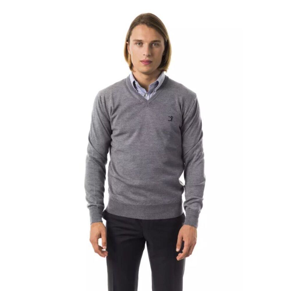 Uominitaliani Gray Merino Wool Men Men's Sweater